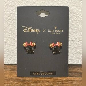 kate spade Disney Minnie Mouse Black and Red Crystal Stud Earrings